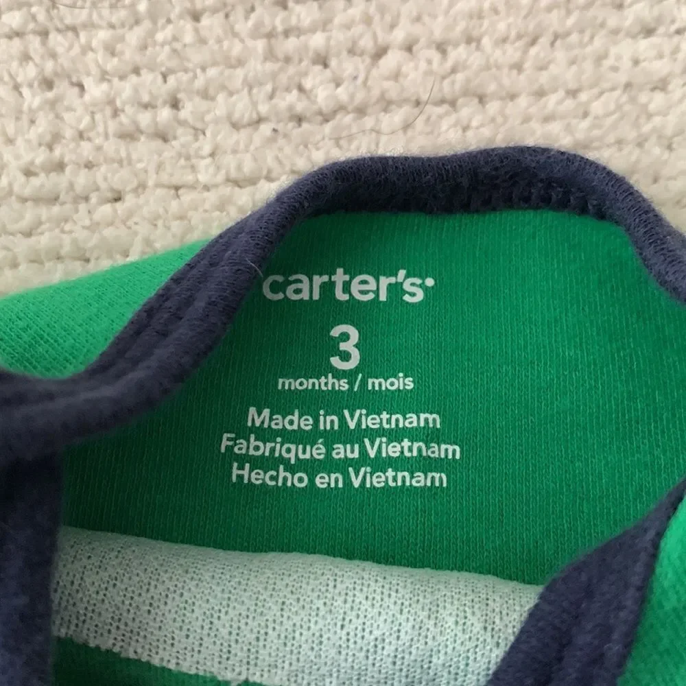 CARTER’S | “Daddy’s Allstar Champion” Green Navy Trim Baby Bodysuit One-piece 3M